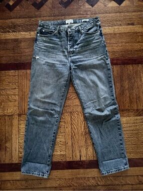 Frame Denim Le Mec High-Rise Straight Jeans - Washed Gray